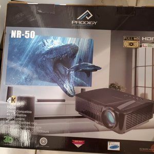 Prodigy NR-50 4K projector, black and Zero Edge 90" HD screen